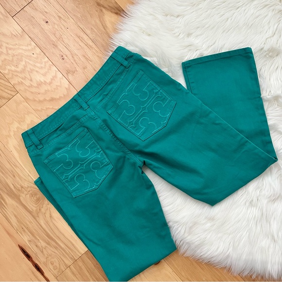 Tory Burch Denim - Tory Burch Teal Cropped Slim Bootcut Jeans Size 28